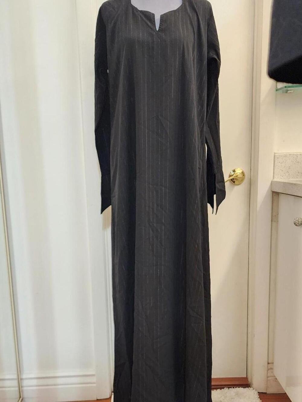 Black Lightweight Gothic Whimsigoth Renaissance Split Sleeve Maxi Dress Size L - Picture 4 of 7